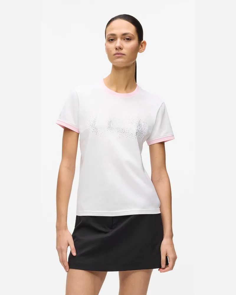 Karl Lagerfeld Exklusives T-shirt Mit Strass-logo, Damen, Weiss, Größe Weiss