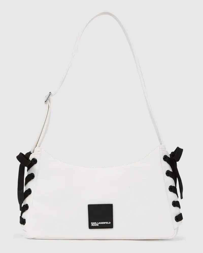 Karl Lagerfeld Schultertasche Aus Nylon Mit Schnürung, Damen, Weiss, Größe Weiss