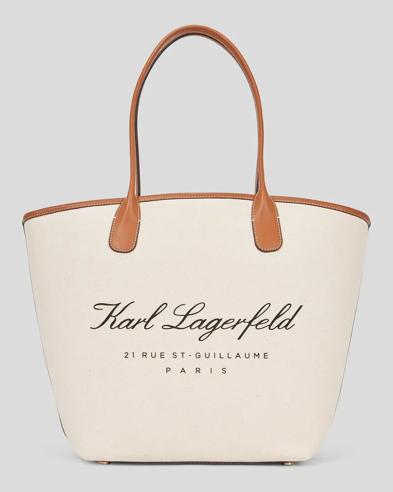 Karl Lagerfeld Hotel Karl Mittelgroße Tote-bag, Damen, Natürliches Segeltuch Tan, Größe Natürliches