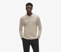 Langärmeliges Poloshirt Aus Merinowolle, Herren, Sandsteinmischung, Größe