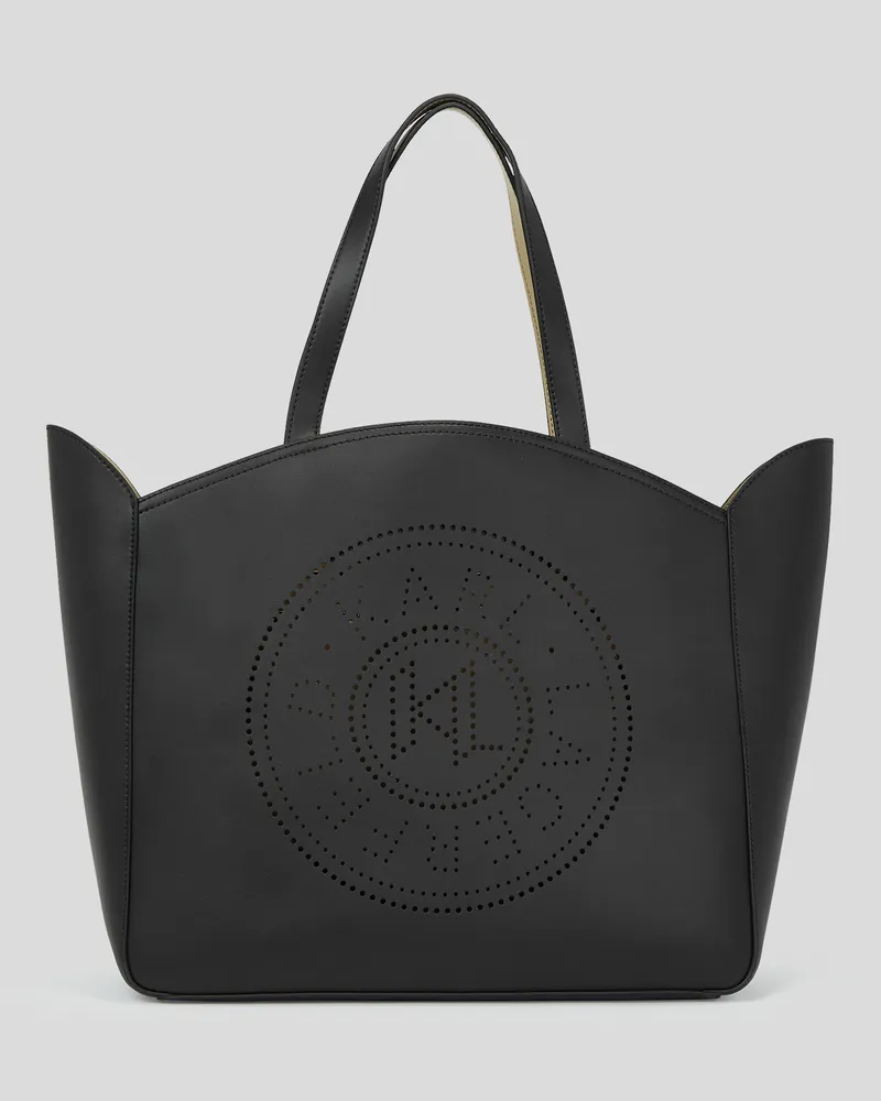 Karl Lagerfeld K/circle Grosse Tote-bag Mit Lochmuster, Frau, Schwarz, Größe Schwarz