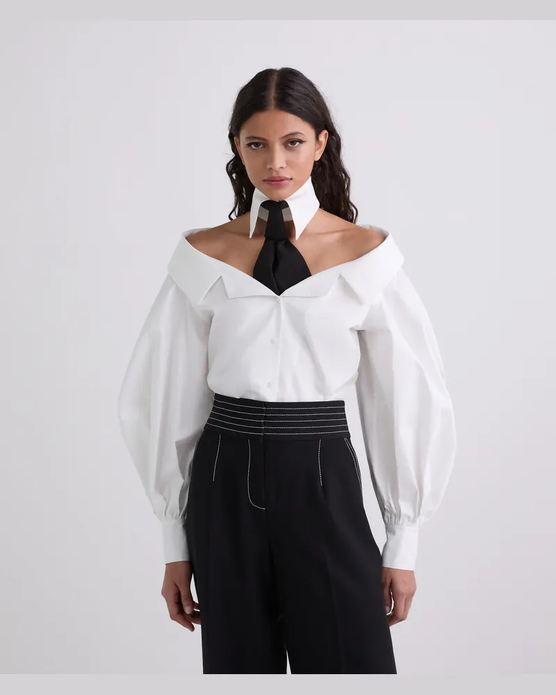 Karl Lagerfeld Schulterfreies Hemd, Damen, Weiss, Größe Weiss