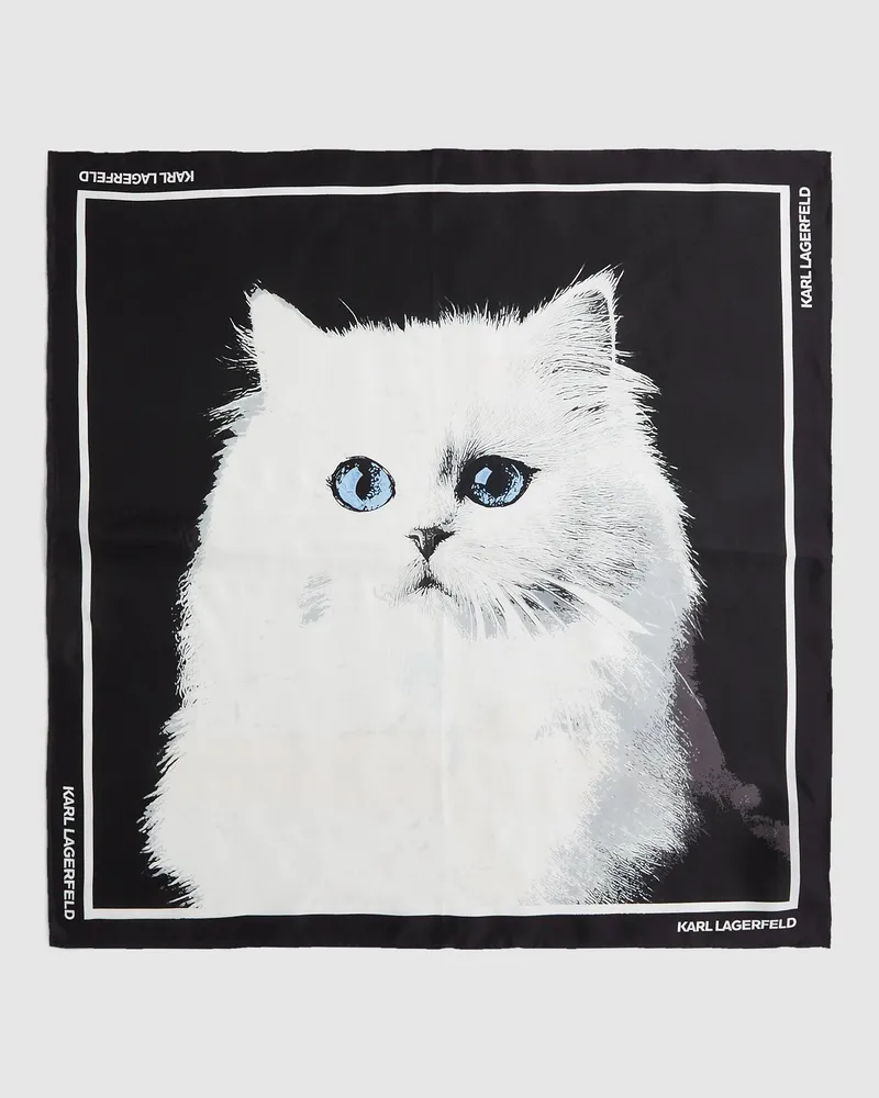 Karl Lagerfeld Ikon Choupette Seidentuch, Damen, Schwarz, Größe: One Size Schwarz