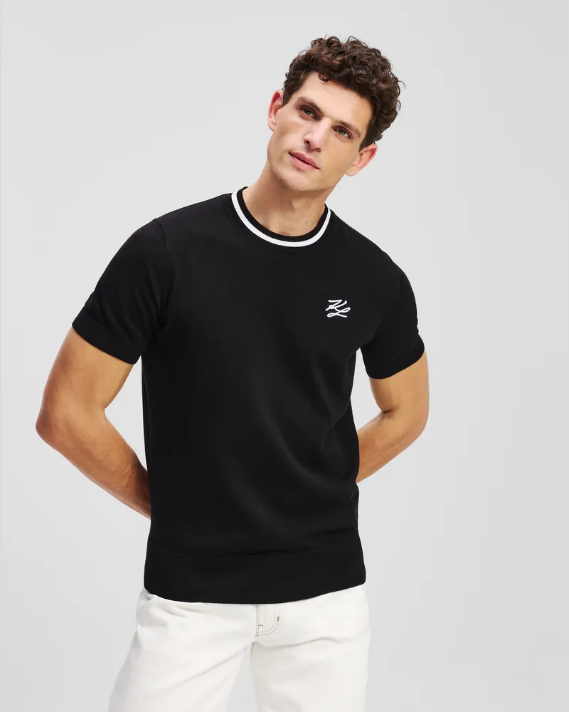 Karl Lagerfeld K/autograph Kurzarm-sweatshirt, Mann, Schwarz, Größe Schwarz