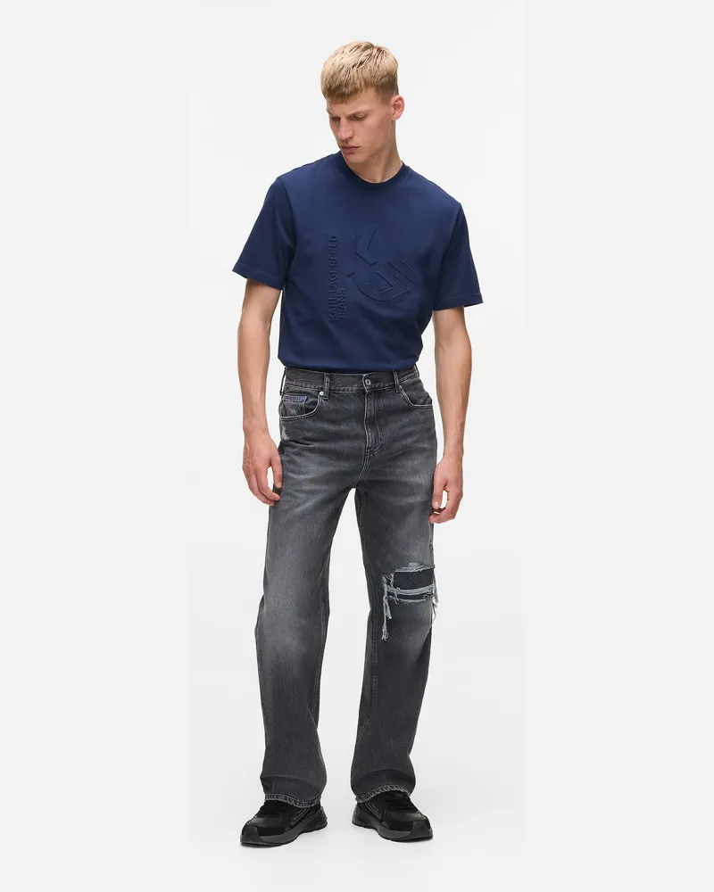 Karl Lagerfeld Legere Jeans, Herren, Schwarz Destruiert, Größe Schwarz