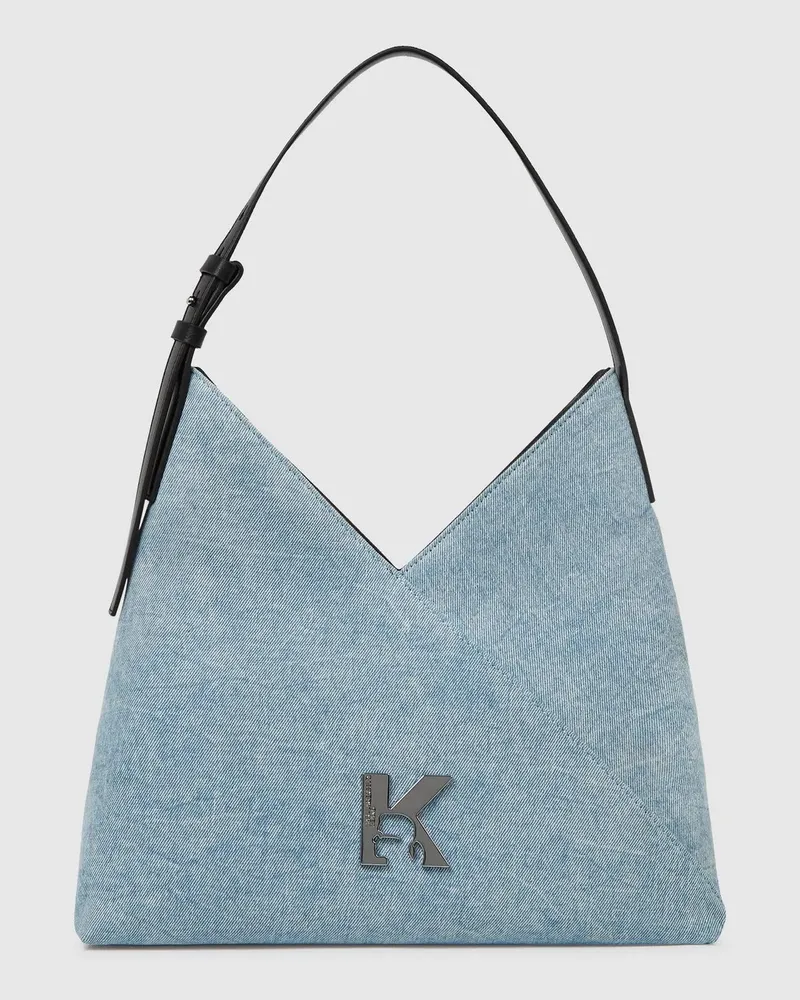 Karl Lagerfeld Geo Kleine Tote Bag Aus Denim, Damen, Acid Hellblau, Größe Acid