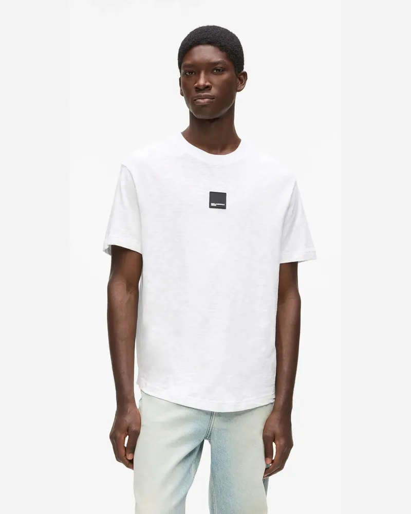Karl Lagerfeld T-shirt Mit Abgerundetem Saum, Herren, Weiss, Größe Weiss