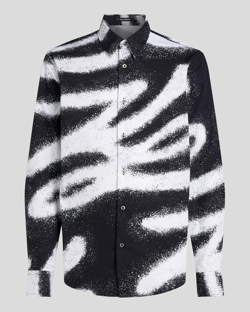 Karl Lagerfeld Autograph Hemd Mit All-over-print, Mann, Schwarz-weißer Druck, Größe Schwarz-weißer