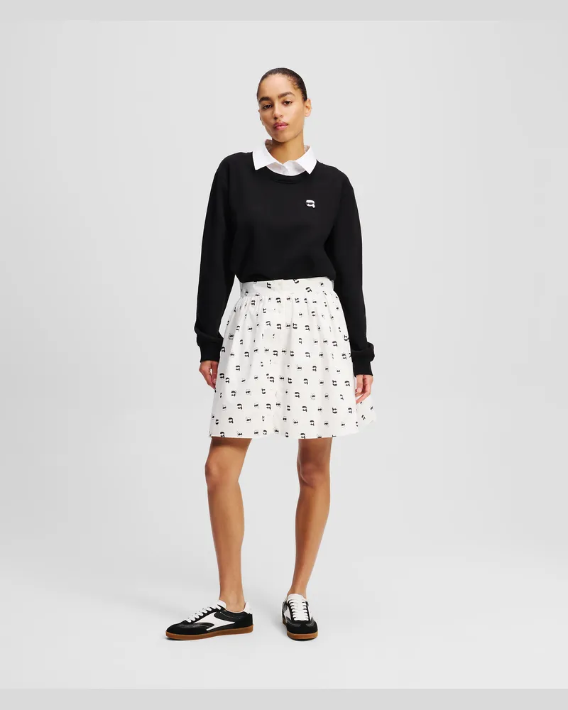 Karl Lagerfeld Ikon Rock Mit All-over-print, Frau, All Over Dot Print Weiß-Schwarz, Größe All