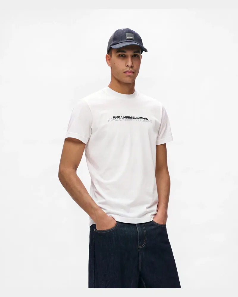 Karl Lagerfeld T-shirt Mit Schmalem Schattenlogo, Male, Weiss, Size White