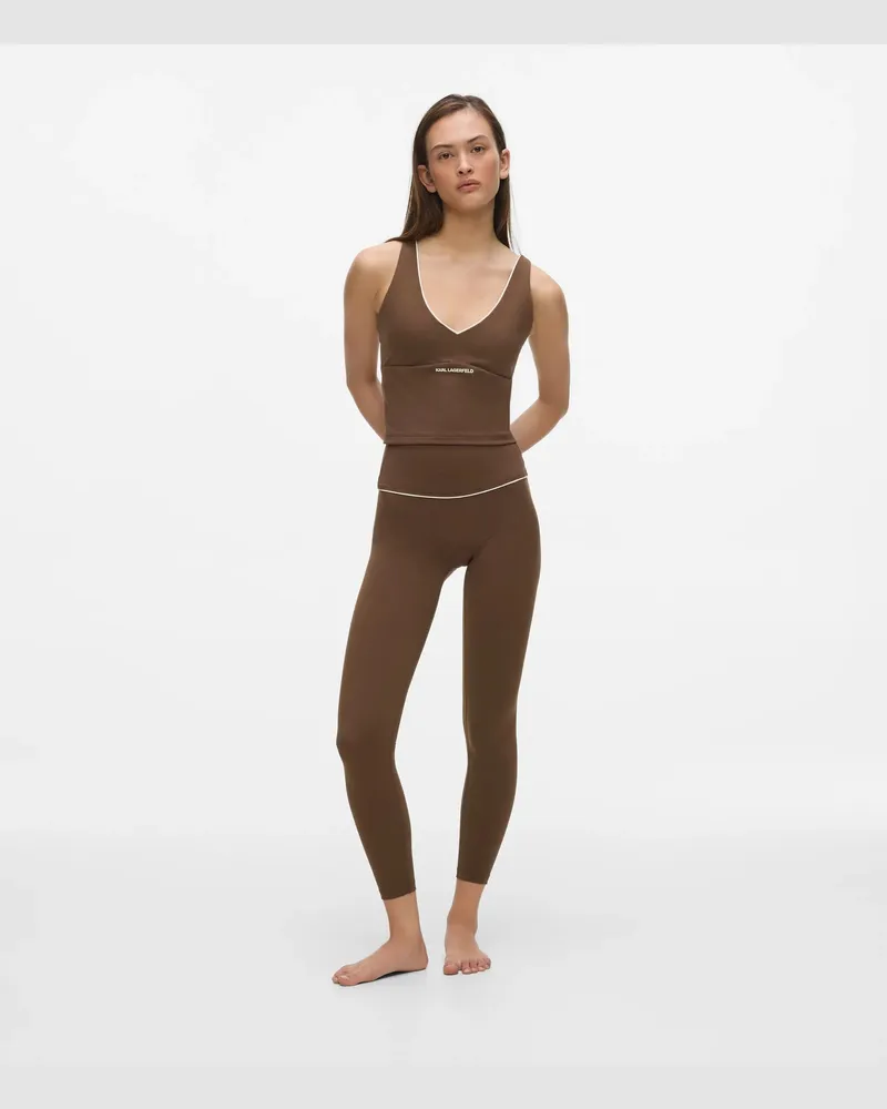 Karl Lagerfeld Athleisure Leggings Mit Kontrastierender Paspelierung, Damen, Kastanie, Größe Kastanie
