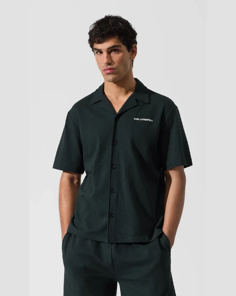 Karl Lagerfeld Kariertes Strand-hemd, Herren, Marineblau, Größe Marineblau