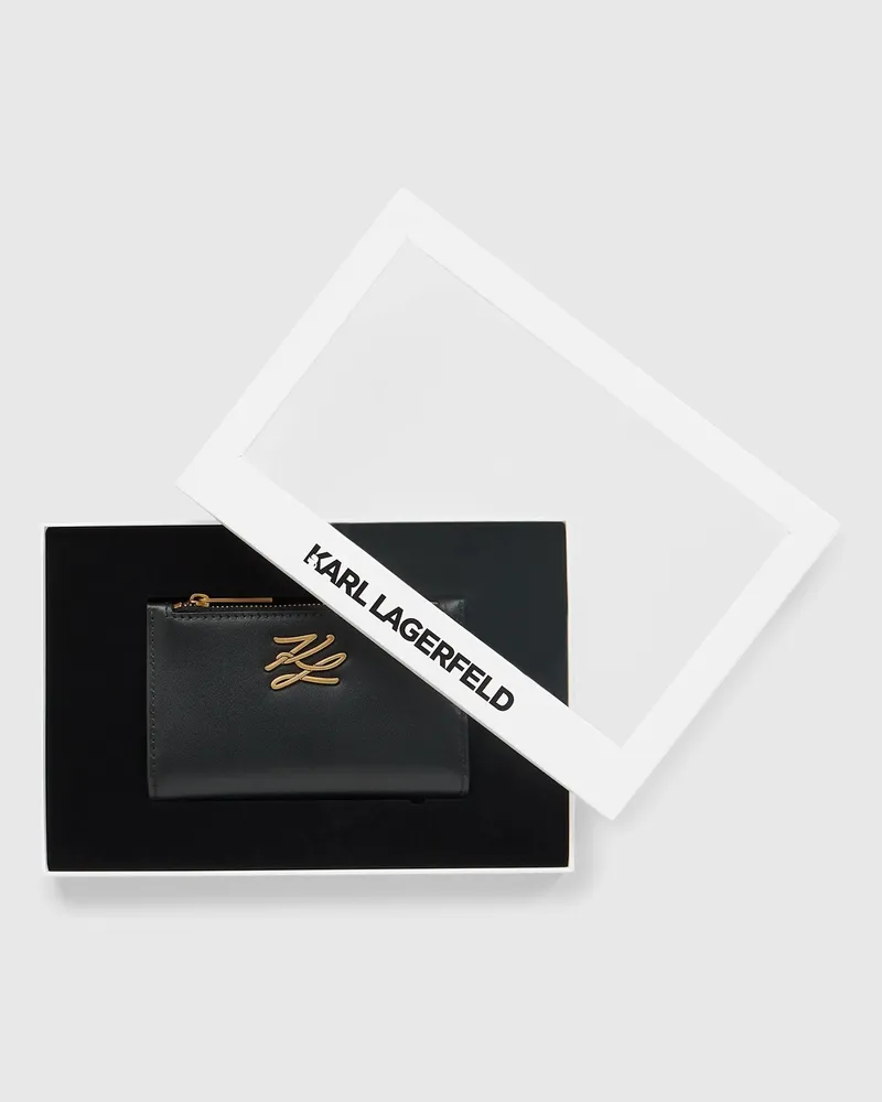 Karl Lagerfeld K/autograph Mittelgroßes Portemonnaie Zum Aufklappen, Damen, Schwarz/gold, Größe Schwarz