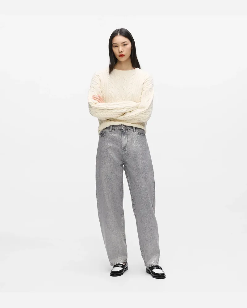 Karl Lagerfeld Beschichtete Jeans Mit Pythonmuster Und Barrel-leg-schnitt, Damen, Mid Grey, Größe Mid