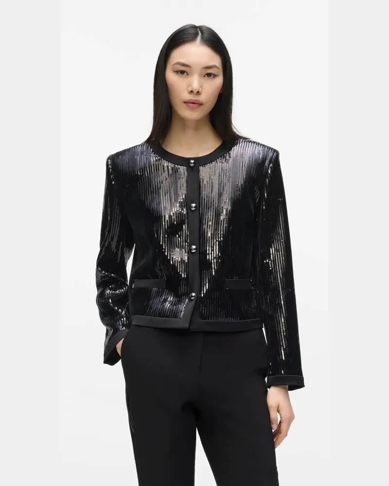 Karl Lagerfeld Paillettenjacke, Damen, Schwarz, Größe Schwarz