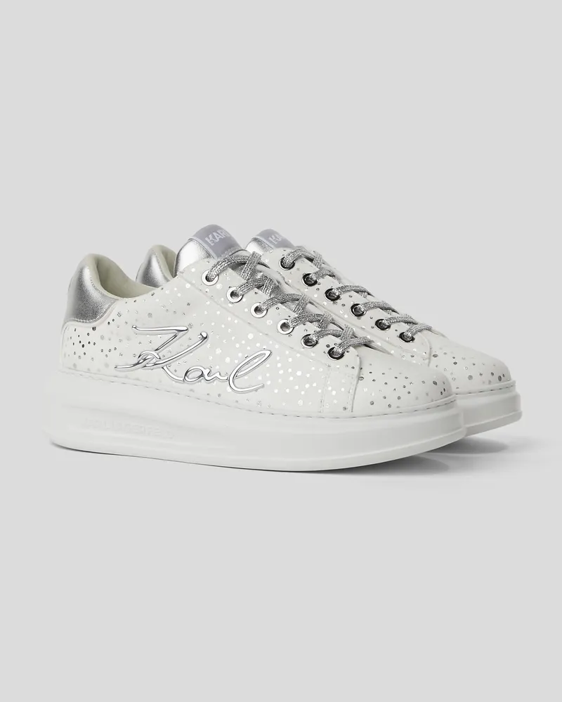 Karl Lagerfeld Signature Exklusiver Glitzer-sneaker, Frau, Weiss/Silber, Größe Weiss