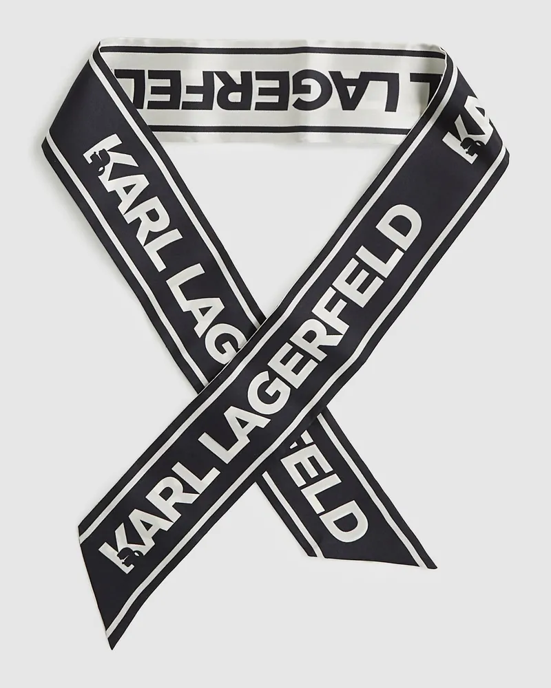 Karl Lagerfeld Schmaler Seidenschal, Damen, Weiss/schwarz, Größe Weiss