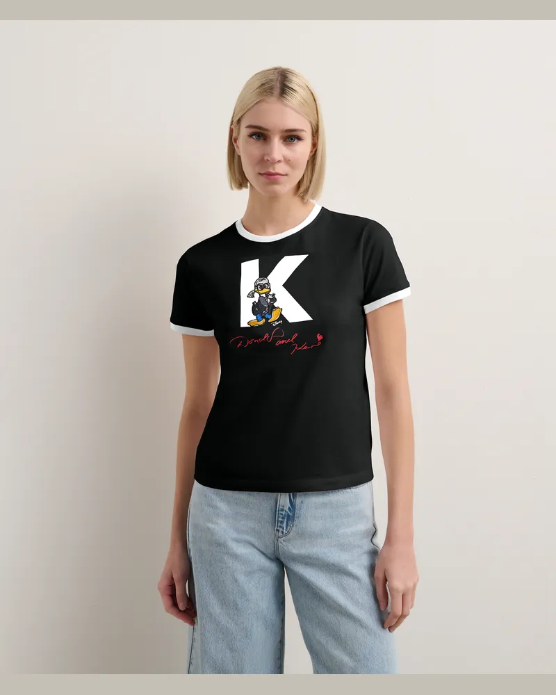 Karl Lagerfeld Disney X Kl T-shirt Mit Initiale, Frau, Schwarz, Größe Schwarz
