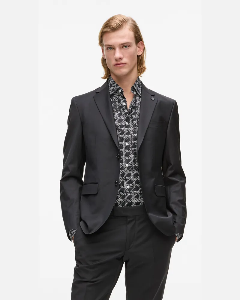 Karl Lagerfeld Schmal Geschnittener Schwarzer Blazer, Herren, Schwarz, Größe Schwarz