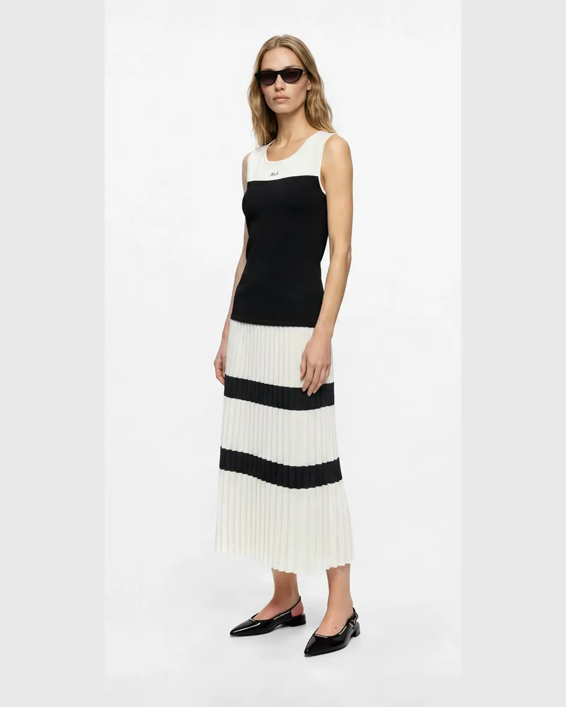 Karl Lagerfeld Faltenkleid Mit Farbblöcken, Female, Weiss/schwarz, Size White
