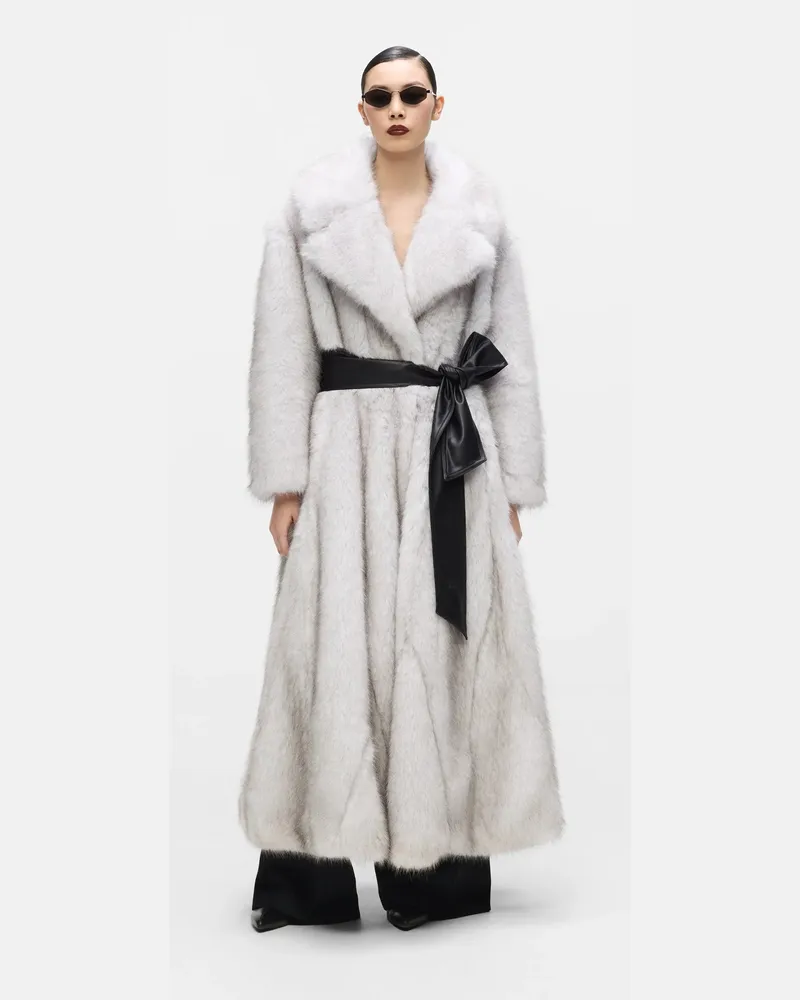 Karl Lagerfeld Kl Studio Langer Mantel Aus Kunstpelz, Damen, Weiss/schwarz, Größe Weiss