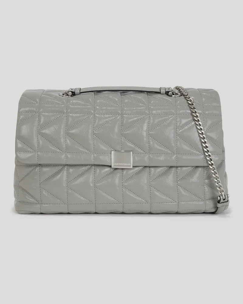Karl Lagerfeld K/kuilt glänzende Grosse Schultertasche, Frau, Wolkengrau, Größe Wolkengrau