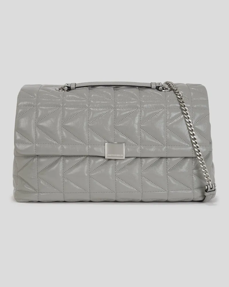 Karl Lagerfeld K/kuilt Glänzende Grosse Schultertasche, Damen, Wolkengrau, Größe Wolkengrau