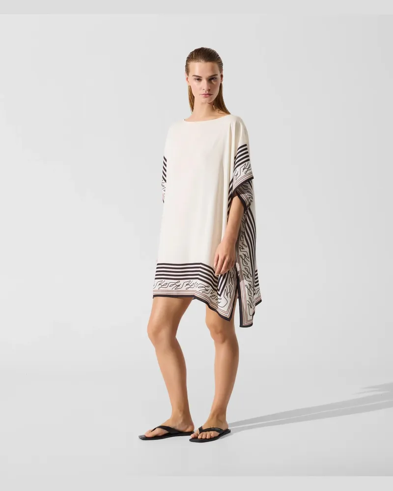 Karl Lagerfeld Strand-tunika Mit Schalprint, Damen, Cannoli Creme, Größe: One Size Cannoli