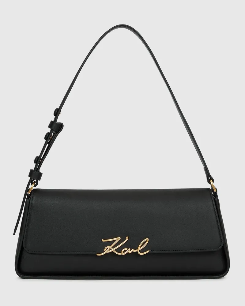Karl Lagerfeld K/signature Längliche Schultertasche, Female, Schwarz/gold, Size Black