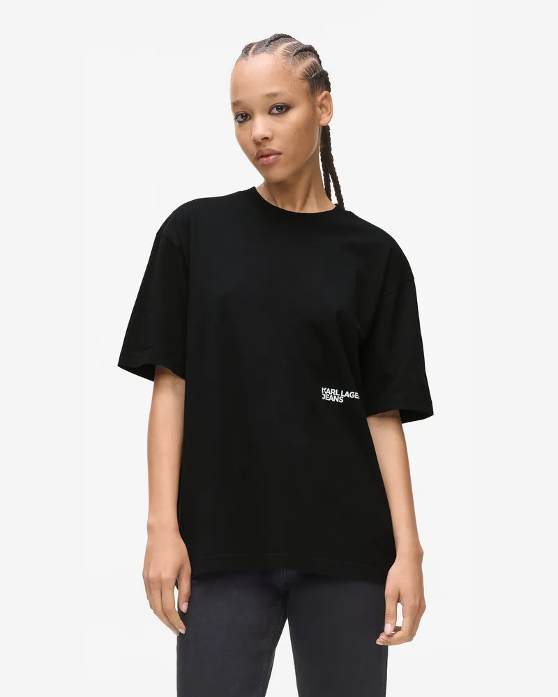Karl Lagerfeld Lässiges T-shirt Mit Karl-print, Damen, Schwarz, Größe Schwarz