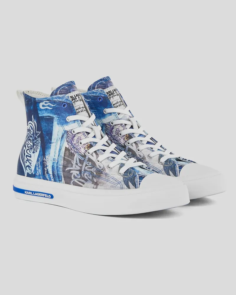 Karl Lagerfeld Klj x atelier reservé vulc Sneakersmit Hohem Schaft, Frau, Weiss/Blau, Größe Weiss