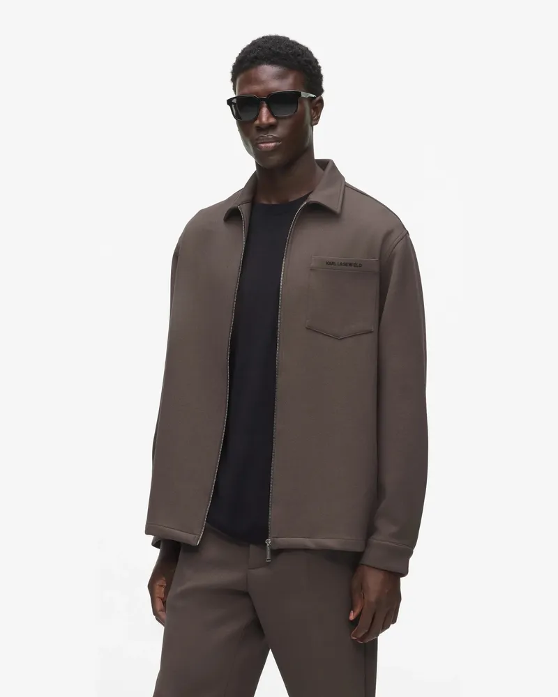 Karl Lagerfeld Hemdjacke Aus Jersey Mit Brusttasche, Male, Einkaufstasche, Size Brown