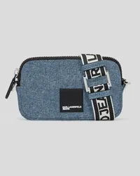 Karl Lagerfeld Klj mini-umhängetasche aus Denim mit Box-logo, Frau, Hellblauer Marmor Hellblauer