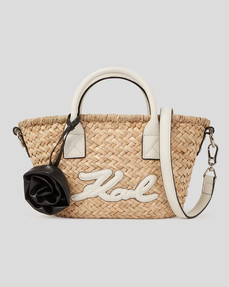 Karl Lagerfeld K/signature Kleine Tote-bag Aus Bast, Frau, Natürlich - Zement, Größe Natürlich