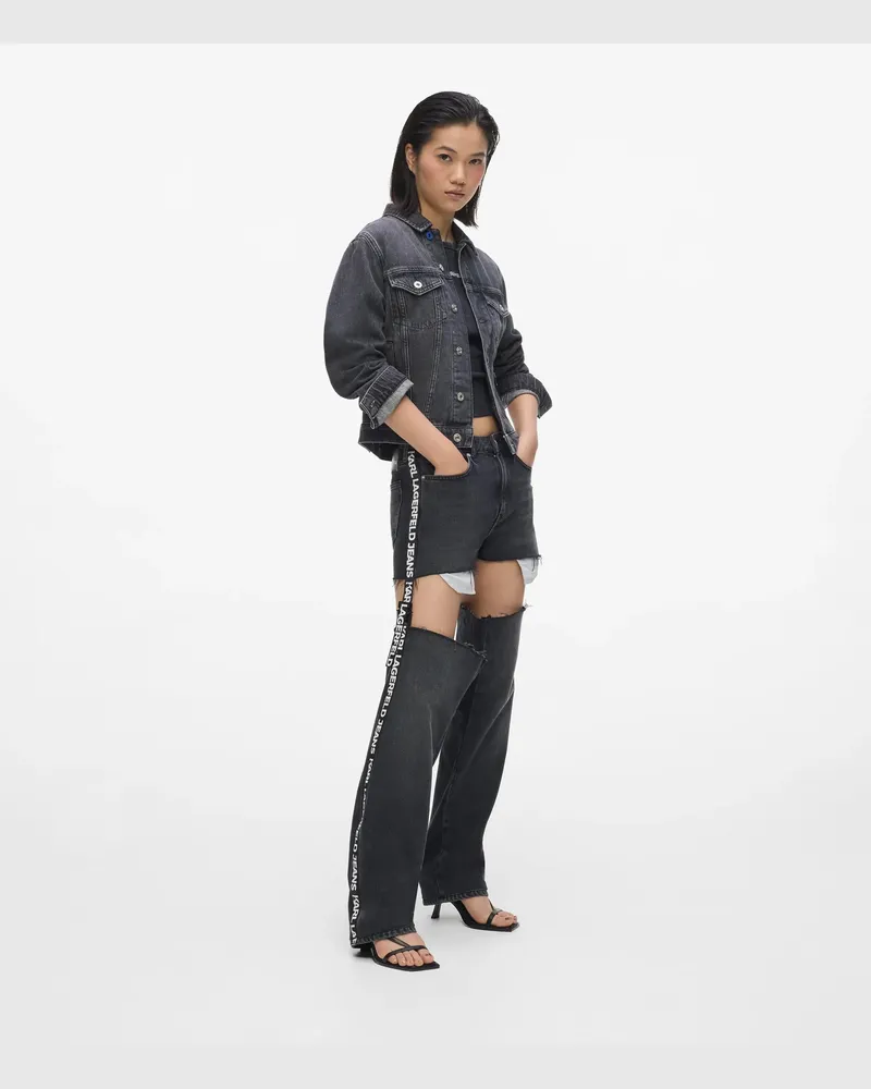 Karl Lagerfeld Jeans Mit Hohem Bund, Geradem Bein Und Zierausschnitten, Damen, Gewaschenes Schwarz, Größe Gewaschenes