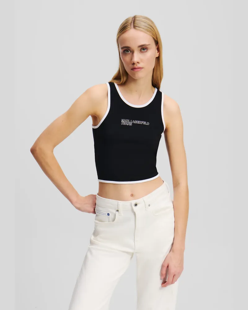 Karl Lagerfeld Tanktop Mit Paspelierungsdetail, Frau, Schwarz, Größe Schwarz