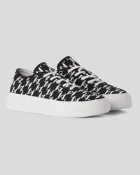 Karl Lagerfeld Kl monogram Konvert Sneakers in Strick-optik, Frau, Schwarz/weiss Schwarz