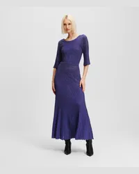 Karl Lagerfeld Plissiertes Strickkleid aus Lurex, Frau, Tiefes Violett Tiefes