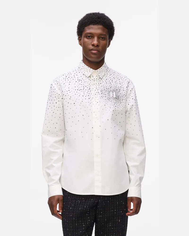 Karl Lagerfeld Hemd Mit Strass-degradé, Herren, Weiss, Größe Weiss