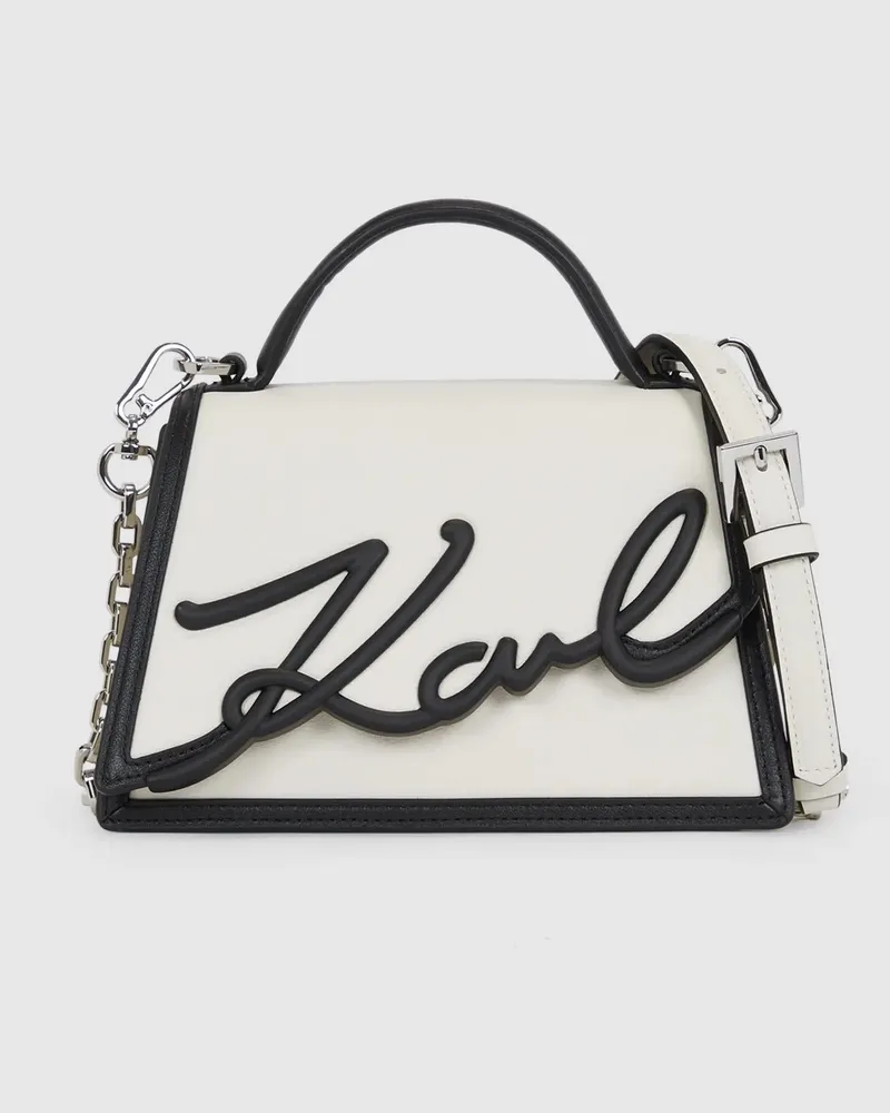 Karl Lagerfeld K/signature Kleine Umhängetasche, Damen, Weiss/schwarz, Größe Weiss