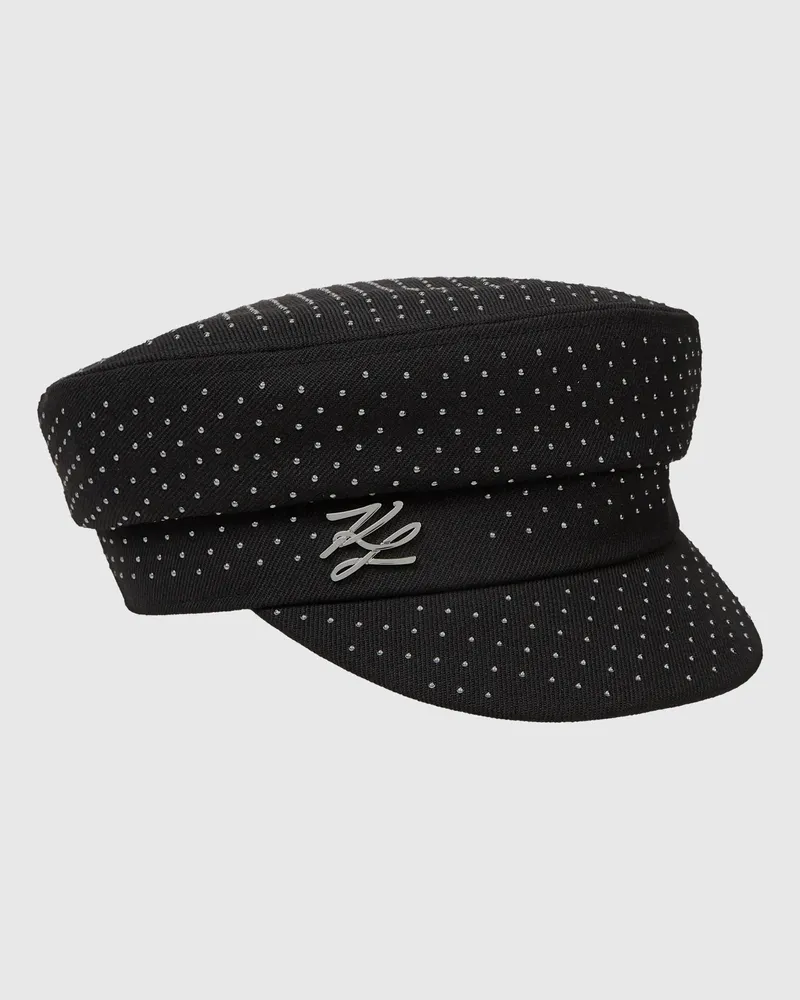 Karl Lagerfeld K/autograph Kapitänsmütze Mit Nieten, Damen, Schwarz, Größe Schwarz