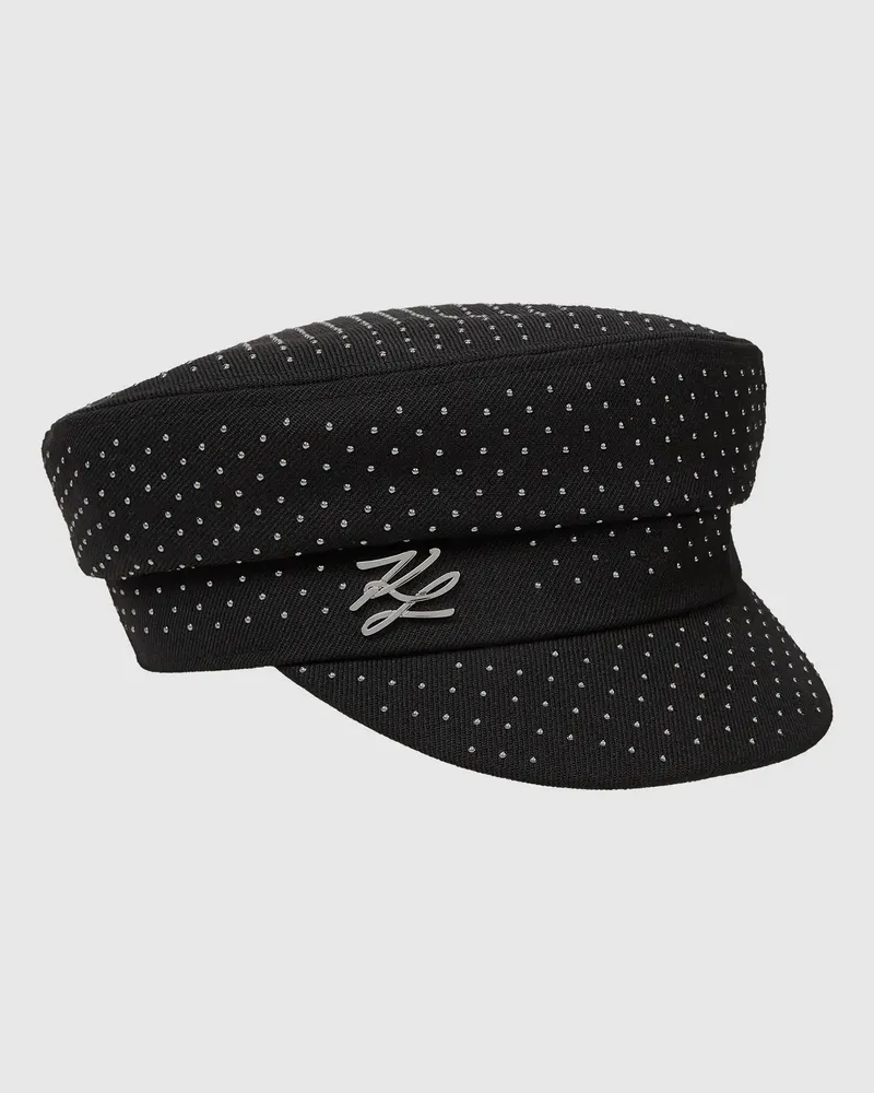 Karl Lagerfeld K/autograph Kapitänsmütze Mit Nieten, Damen, Schwarz, Größe Schwarz