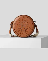 Karl Lagerfeld K/circle crossbody-bag mit Perforiertem Logo, Frau, Braun Braun