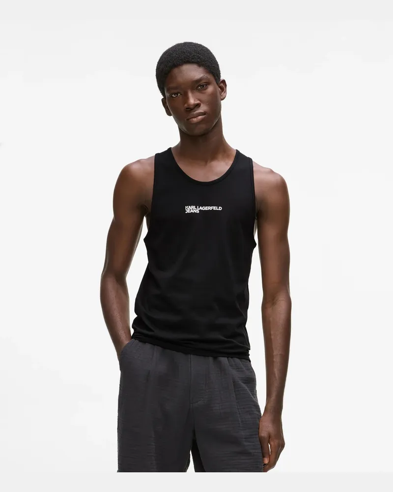 Karl Lagerfeld Tanktop Mit Logo, Herren, Schwarz, Größe Schwarz