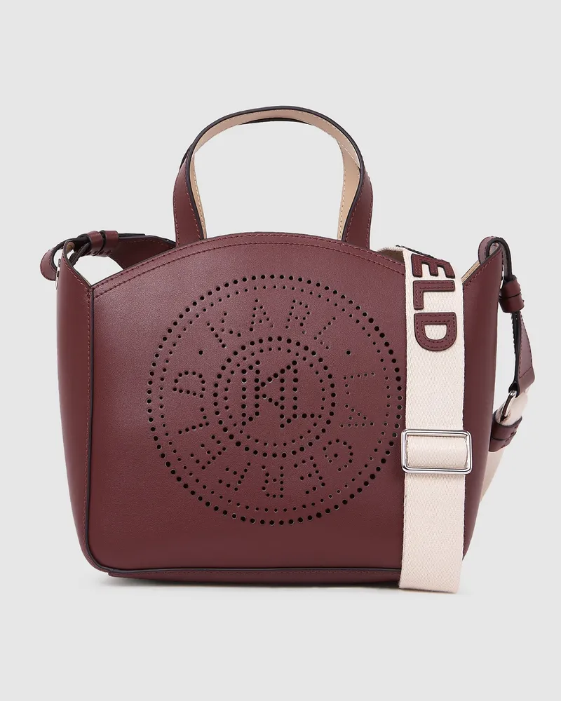 Karl Lagerfeld K/circle Kleine Tote-bag Mit Lochmuster, Damen, Windsor Wine, Größe Windsor