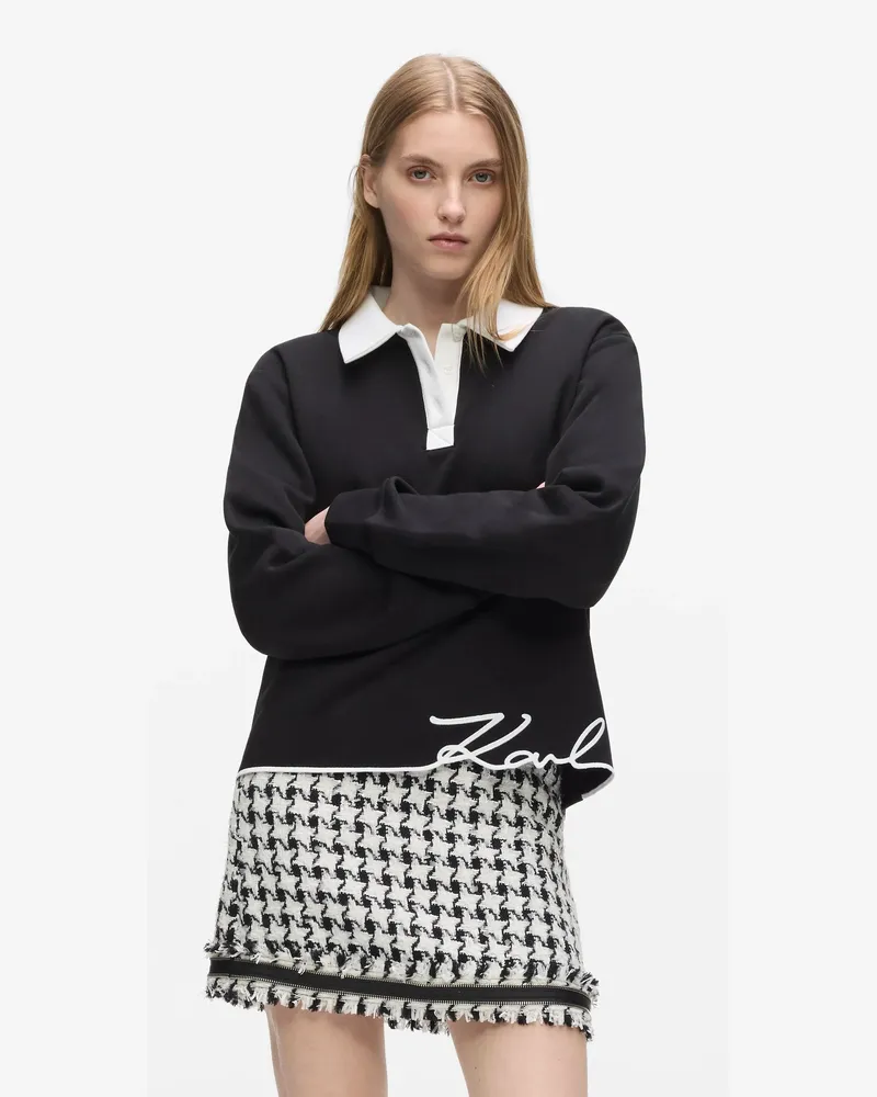 Karl Lagerfeld Charakteristisches Polo-sweatshirt, Female, Schwarz, Size Black