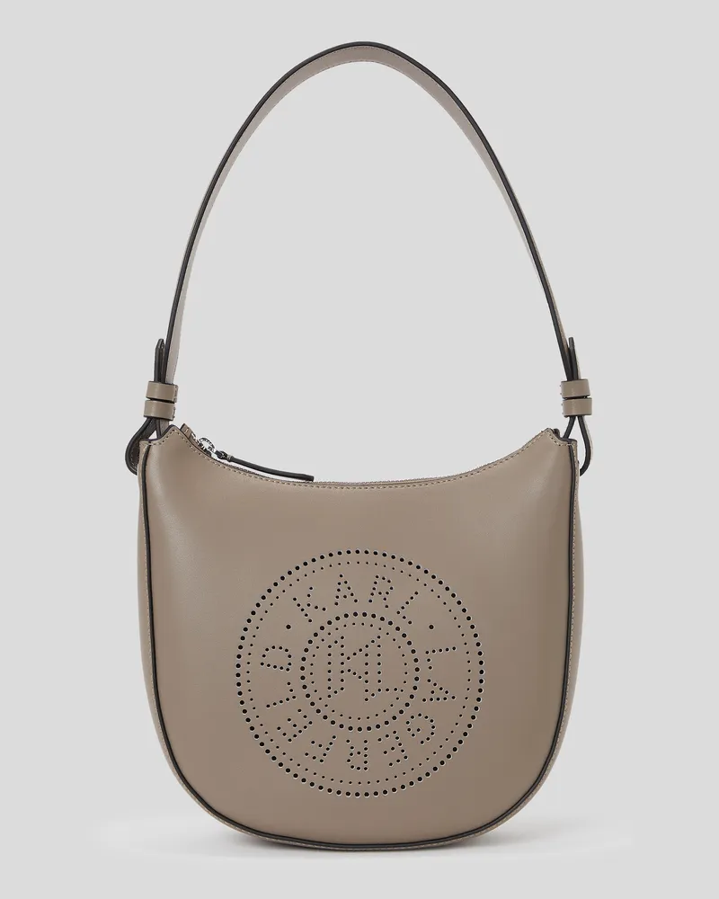 Karl Lagerfeld K/circle Mond-schultertasche Mit Lochmuster, Frau, Aschgrau, Größe Aschgrau