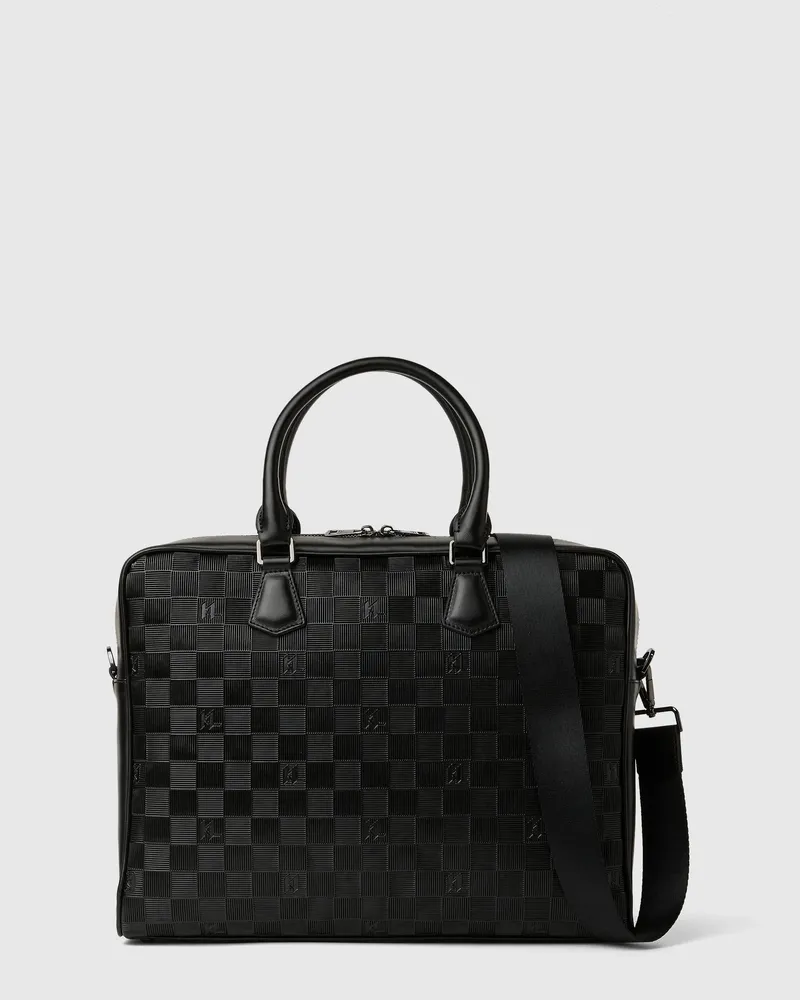 Karl Lagerfeld Laptoptasche Mit Monogramm-schachbrettmuster, Herren, Schwarz, Größe Schwarz