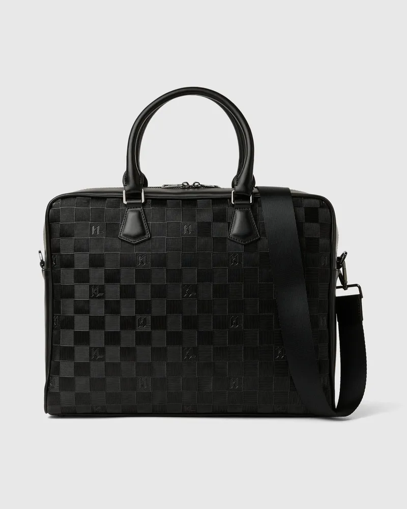 Karl Lagerfeld Laptoptasche Mit Monogramm-schachbrettmuster, Herren, Schwarz, Größe Schwarz
