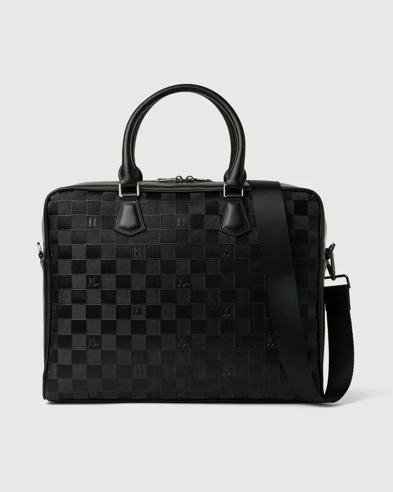 Karl Lagerfeld Laptoptasche Mit Monogramm-schachbrettmuster, Herren, Schwarz, Größe Schwarz